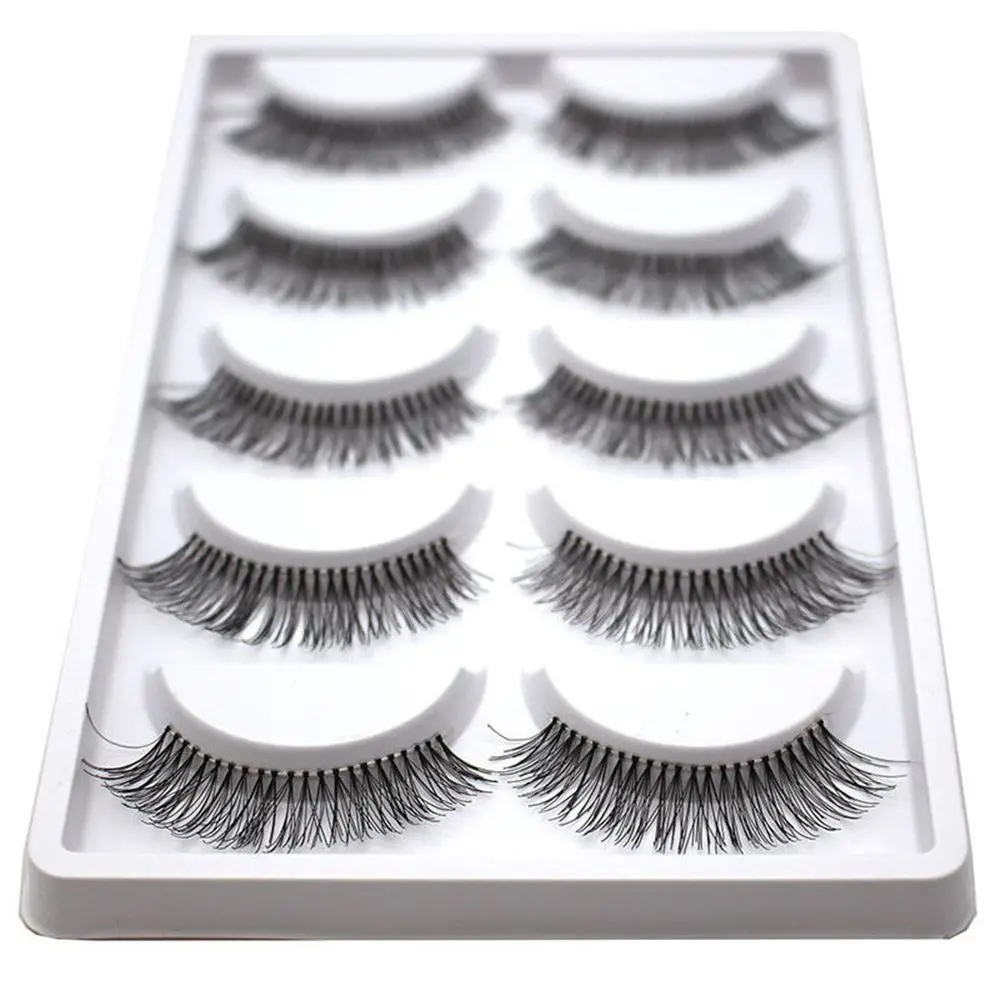 New Hot 5Pairs Handmade Natural Long Sparse Cross False Eyelashes Thick Fake Eye Lashes Extensions Eyes 2