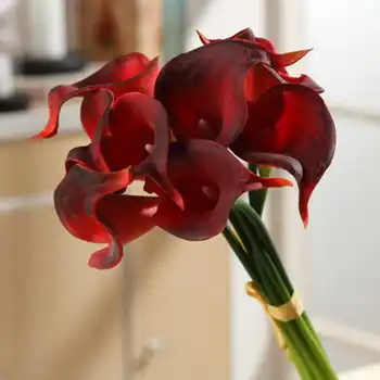 

Real Touch HI-Q 31PCS Artificial decorative flowers PU Calla Lily Wedding party table Christmas festival decor free shipping