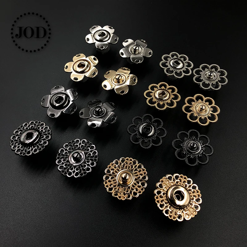 JOD* 5PCS 18 30mm Gold Silver Black Metal Snap Buttons for Clothing