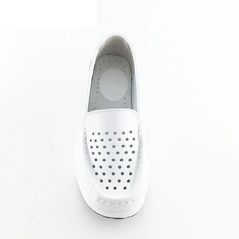 TIMETANG/Летняя дышащая обувь из натуральной кожи с вырезами; Белая обувь для медсестры; обувь на танкетке; обувь для мам; сандалии; C219