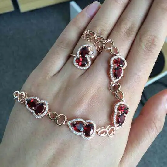 Bracelet de pierres précieuses naturelles grenat rouge Bracelet de pierres précieuses naturelles 92