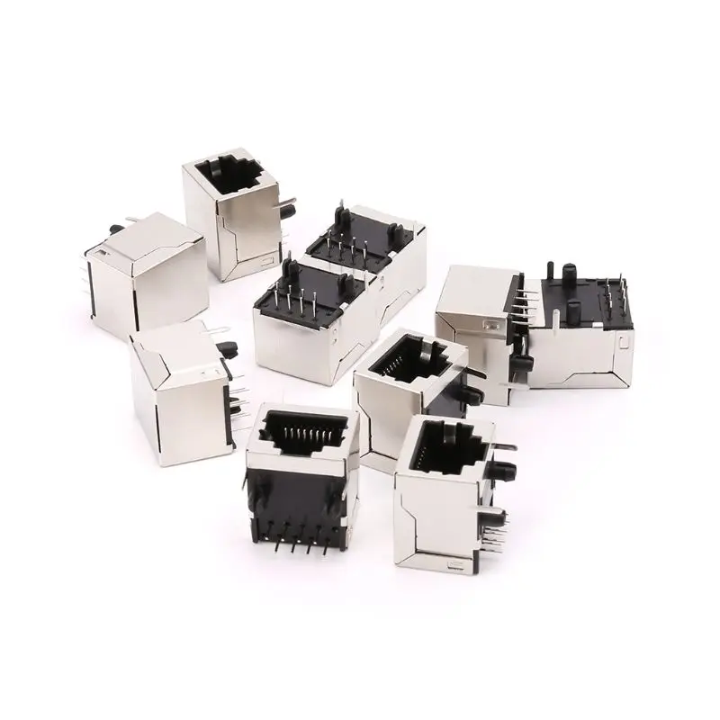 

10Pcs/Set 8P8C RJ45 Connectors Single Port 8Pin PCB Mount Female Socket Connector for Ethernet Network