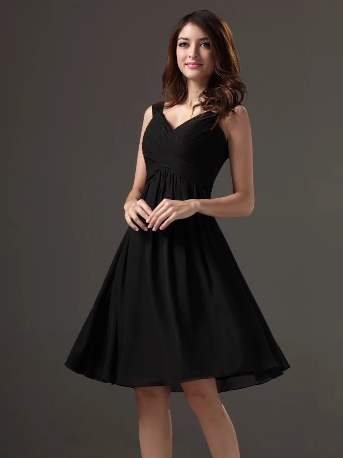 Vestidos cortos negros de dama de honor vestidos sin mangas con tiras a la rodilla playa Informal vestidos de fiesta de boda hechos a medida fotos reales|black short bridesmaid dress|short bridesmaid