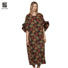 

Outline Women Print Autumn Dresses Vintage Plus Size Butterfly Sleeve Ruffles O-neck Loose Long Casual Lady Vestidos L173Y011