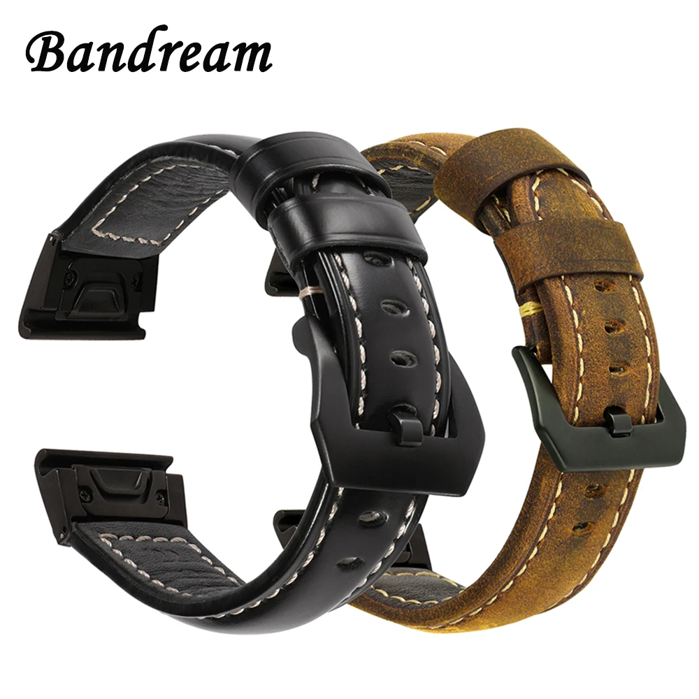 

Quick Fit Genuine Leather Watchband 22mm for Garmin Fenix 5/5 Plus/Approach S60/Forerunner 935/Quatix 5 Watch Band Wrist Strap