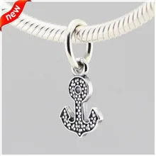 Подходит для браслетов якорь серебряные подвески с кубическим цирконием Летний стиль серебряные бусины 925 пробы DIY ювелирные изделия оптом 09229