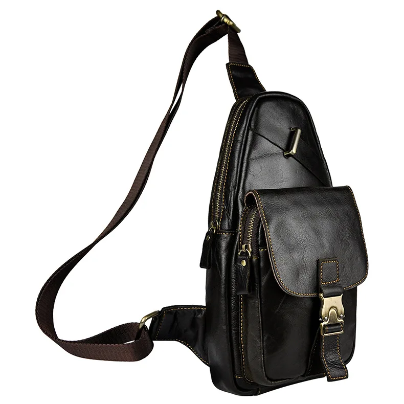 

Punk High Quality Vintage Casual PU Leather Cowhide Men Chest Bag Pack Shoulder Cross Body Men Bags