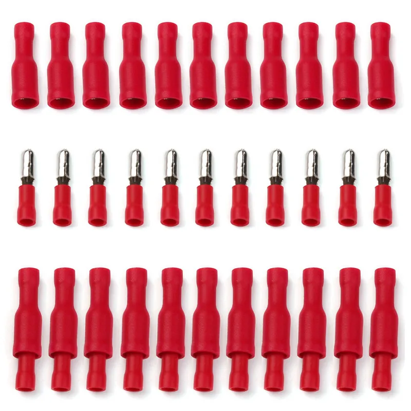 

100pcs Male/Female Insulated Connector Set 0.5-1.5mm2 Electrical Bullet Butt Wire Crimp Terminal Connector 22-18AWG Kit