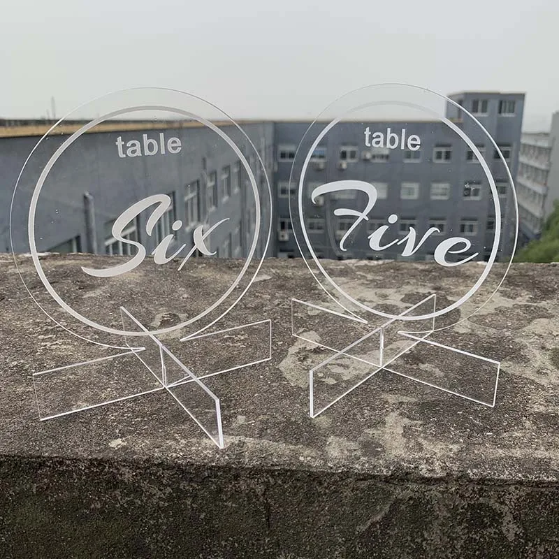 Seat Card Crystal Transparent Table Numbers Holder Figure Card Digital Seat Decoration For Wedding Birthday Party Seat Card