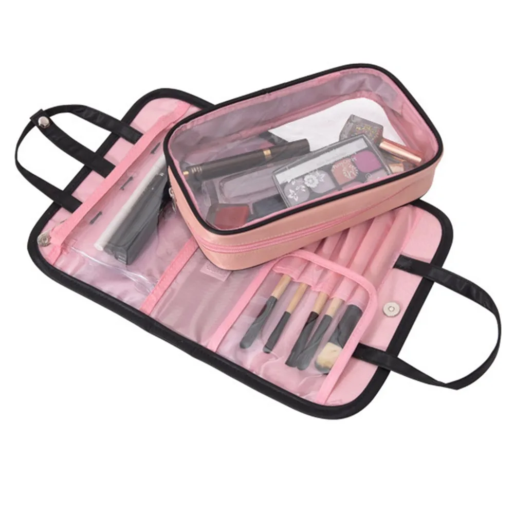  Women's two-in-one cosmetic bag folding cosmetic storage bags travel organizer makeup bag large cap