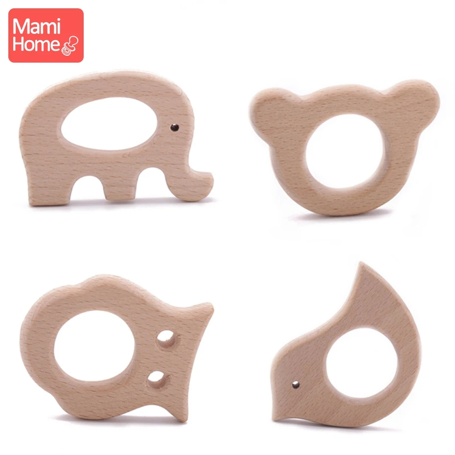 Harga Mamihome 1 PC Kayu Teether Kayu Liontin untuk Dot Rantai Tumbuh Gigi Mainan Lucu Bentuk Hewan Bahan Food Grade Bayi Teethers