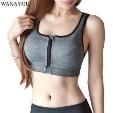 WANAYOU XXL, XXXL, XXXXL, большой размер, женский спортивный бюстгальтер на молнии, Быстросохнущий ударопрочный спортивный топ для йоги, бега, фитнеса, тренажерного зала, спортивный бюстгальтер, Топ