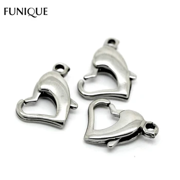 

FUNIQUE Clasps Finding 5PCs Silver Tone Stainless Steel Heart Lobster Clasps For Jewelry Making 13mmx11mm( 4/8"x 3/8")