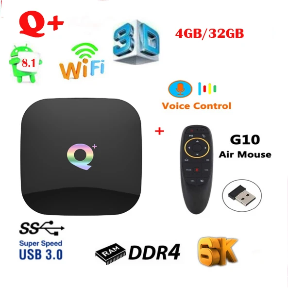 Приставка Смарт ТВ Q Plus Android 9 0 4 + 32/64 ГБ ядра 2 ГГц Wi Fi|ТВ-приставки и медиаплееры| |