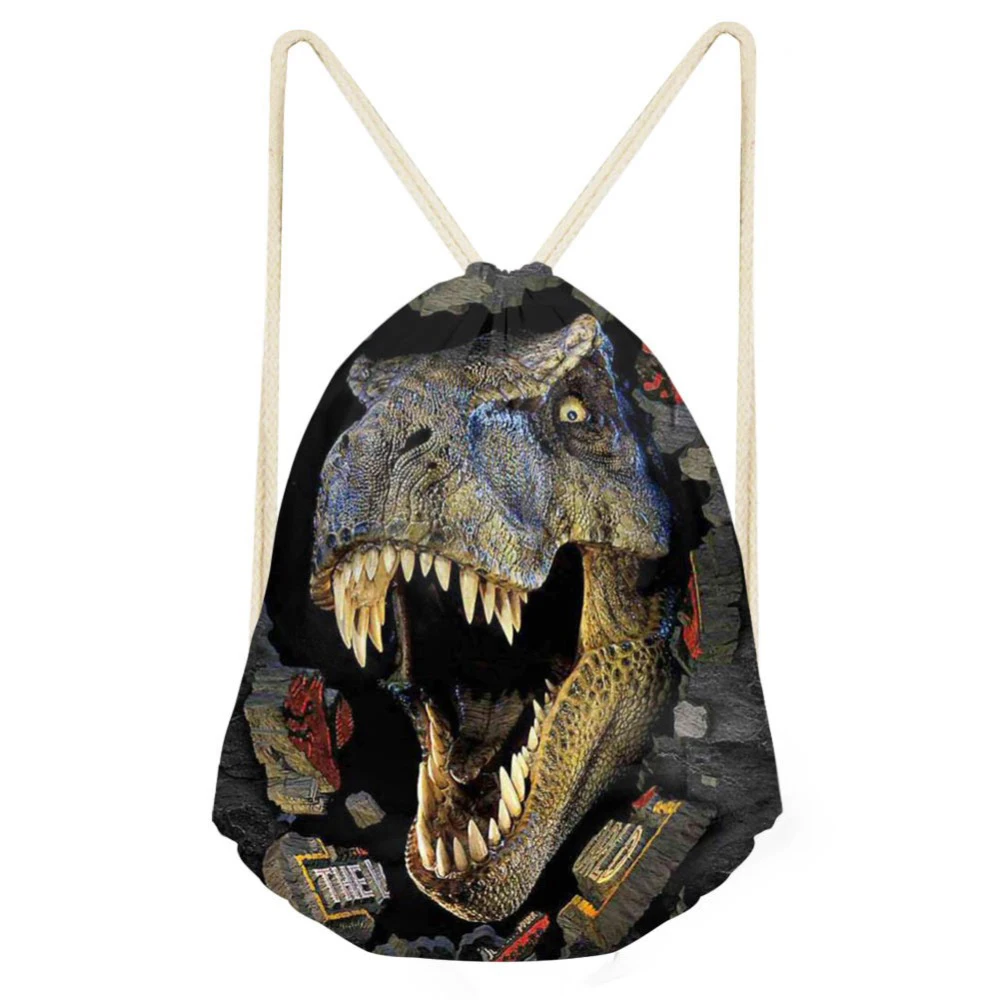 

Cool 3D Dinosaur Print Drawstring Bag Boys School Backpacks Animal Print Casual Daily Rucksack Mochila Sac a dos