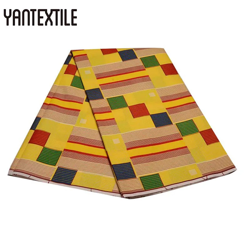 

YANTEXTILE Hot Products African Fabric Ghana Kente Cloth 6 Yards New Kente Veritable Real Wax Ankara African Wax Print Fabric