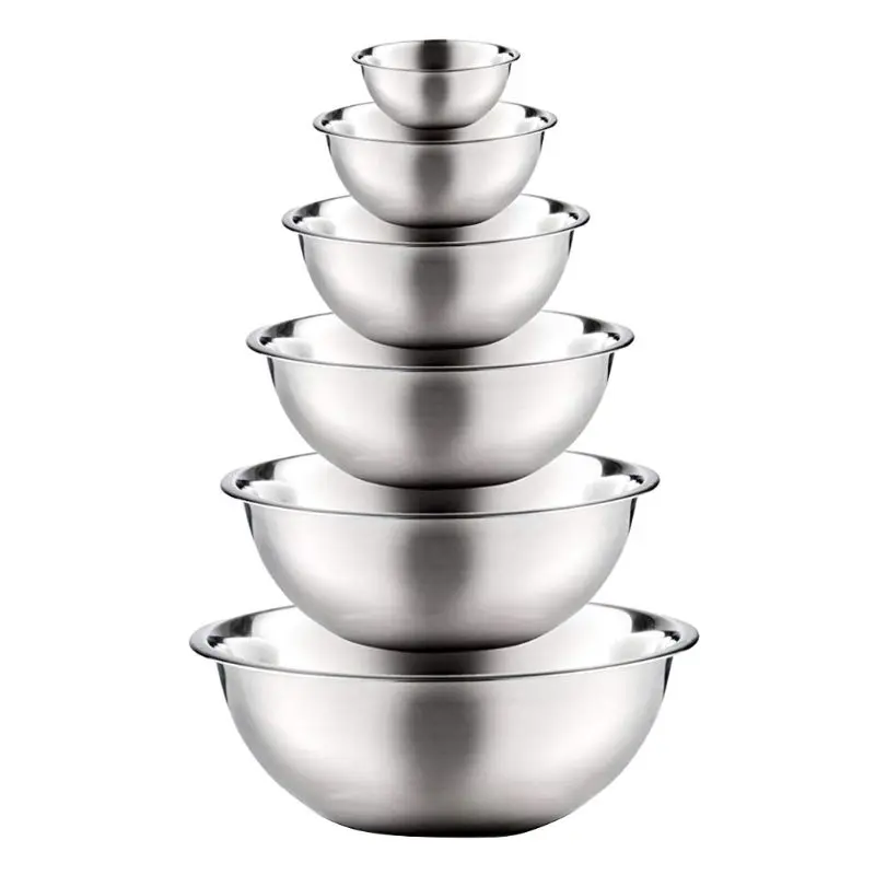 

6Pcs Stainless Steel Mixing Bowls Polished Mirror Finish Nesting Pots Kitchen Cleaning Multi-functional Cooking Supplies
