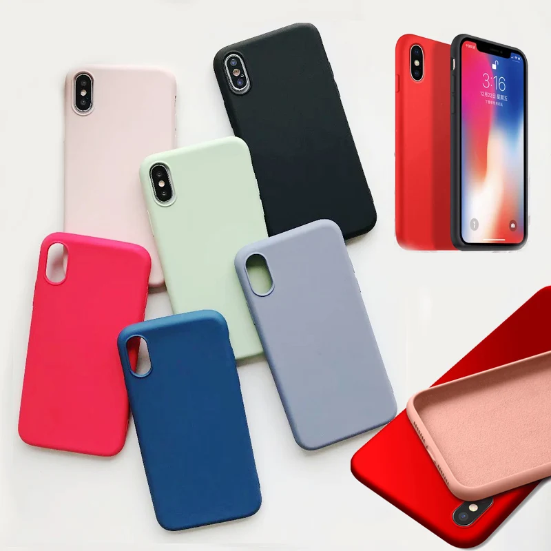 

Thin Microfiber Cloth Liquid Silicone Case For iphone 7 8 Plus 6 6S Phone Case For iphone X XS XR Max Protective Cover Fundas