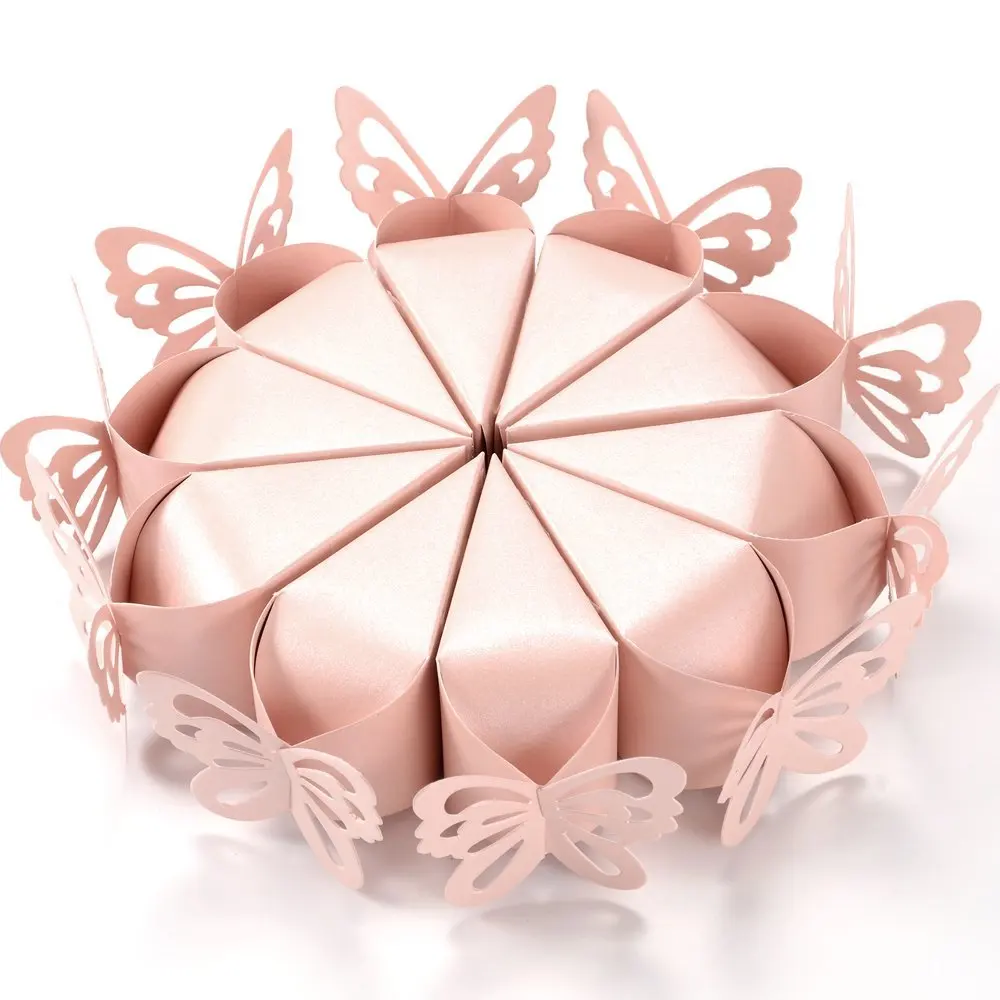 

50PCS Pink Butterfly Candy Boxes Cake Style For Baby Shower Wedding Party Christening Birthday Creative Boxes For Birthday Party