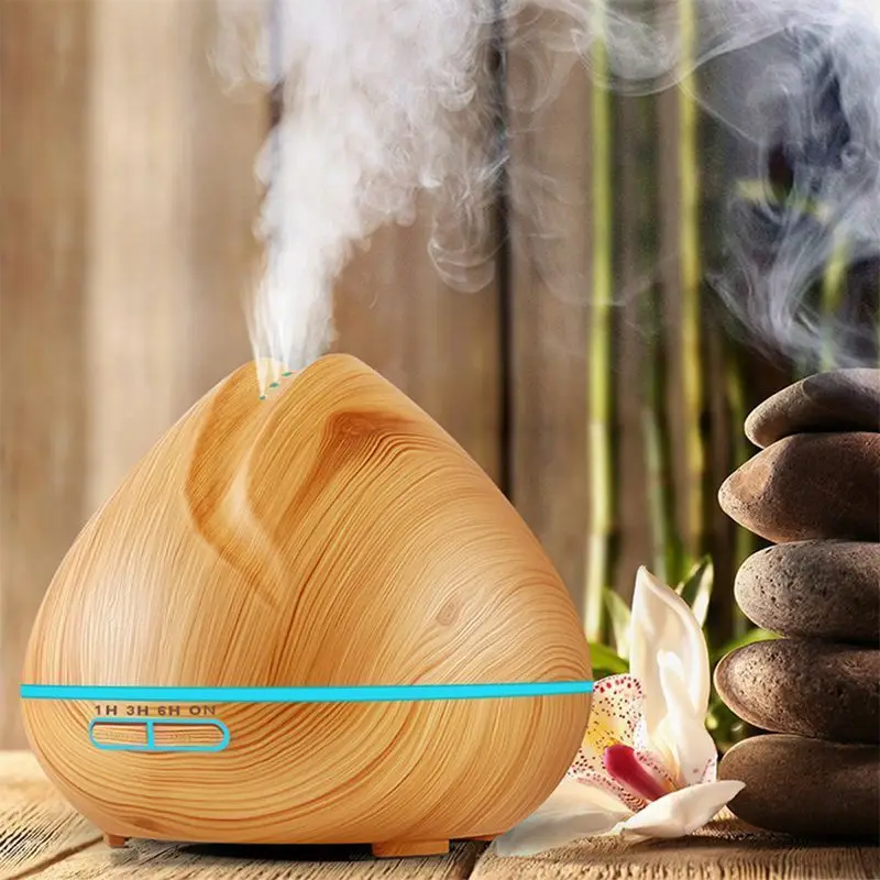 

400ml Aroma ESSential Oil Diffuser Ultrasonic Air Humidifier with Wood Grain 7 Color Changing LED Lights for Office Home Bedroom