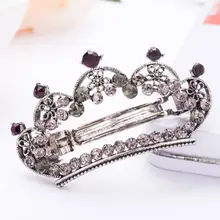 Для женщин Винтаж с украшением в виде кристаллов листьев Корона Заколки для волос для девочек Античная металлическая заколка для волос с бабочкой зажим, аксессуар для волос