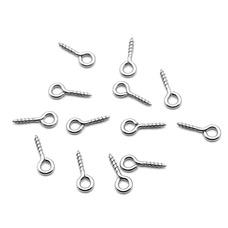 

200pcs/lot Stainless Steel Screw Eye Pins Pointed Sheep Eye Pins Clasps Hooks For Drilled Beads DIY Jewelry Making Findings
