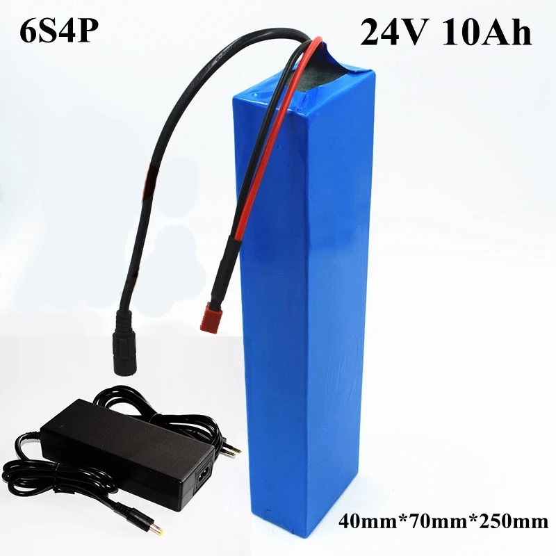 

24v 10ah lithium battery pack 6s4p li-ion 24v battery pack for 24v 250w electric bicycle e-bike + 25.2v charger