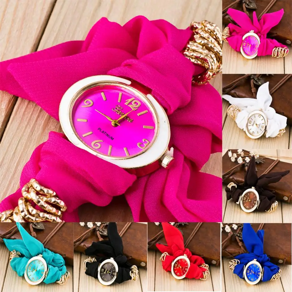 

Fashion Cute Women Quartz Bracelet Fabric Analog Wrap Wrist Watch Gift female watches top brand luxury bayan saat wristwatch