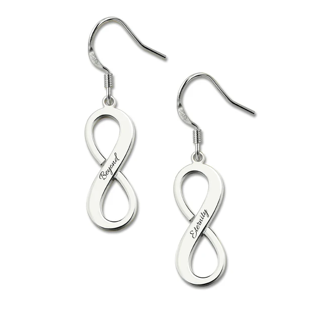 Whole Engraved Infinity Symbol Earrings Personalized Silver Whole Engraved Infinity Symbol Earrings Personalized Silver Unique Gift For Her