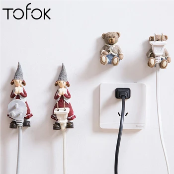 

Tofok Resin Creative Bear Girl Strong Sticky Hook Home Electrical Appliances Power Cord Cable Plug Holder Storage Rack Organizer