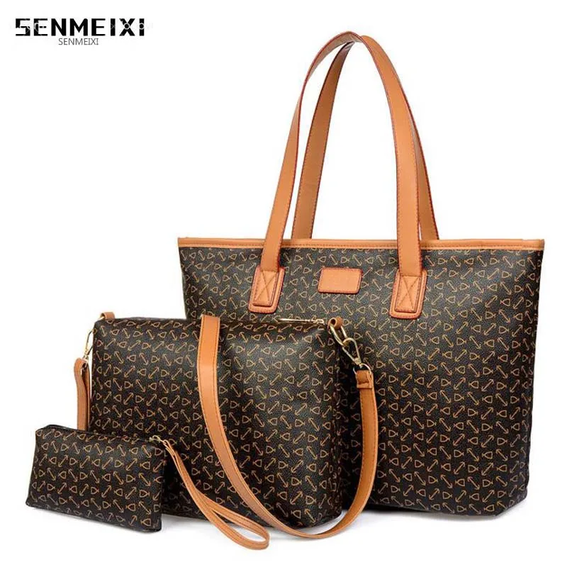 

High Quality Artificial leather Women Bags Luxury Shoulder Messenger Bag Crossbody For Women big capacity 3 pcs Ladies Handbags