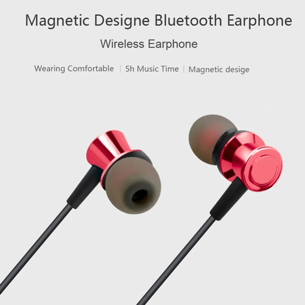 Магнитные Bluetooth 4 2 наушники гарнитура Спортивная Беспроводная с микрофоном для