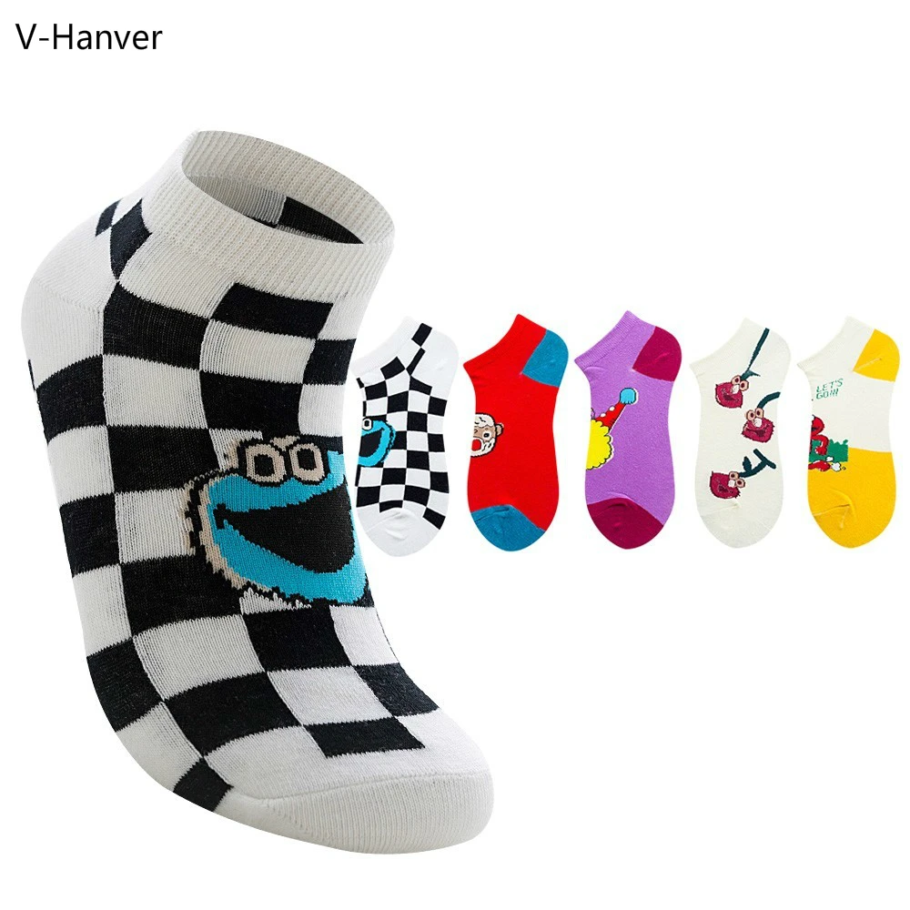 

V-Hanver 1 Pair Cute Chic Smiling Face Striped Pattern Women Socks Creative Cotton Funny Socks For Female Girls Ladies Meias