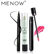 MENOW Brand Make up set High quality Waterproof Eyeliner& 6Color Concealer Brighten pencil& Lasting lip gloss Cosmetic kit 5347