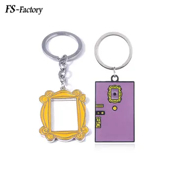 

Wholesale 20pcs TV Show Friends Keychain Gold Photo Frame Monica's Door Key Chain for Women Men Pendant Keyring Choker Jewelry