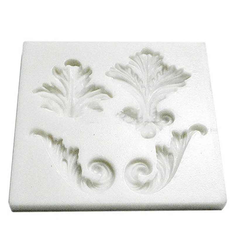 DIY Color Random Vintage Flourish Scrolls Silicone Fondant Mould Cake Decor Leaf Sugar Bake