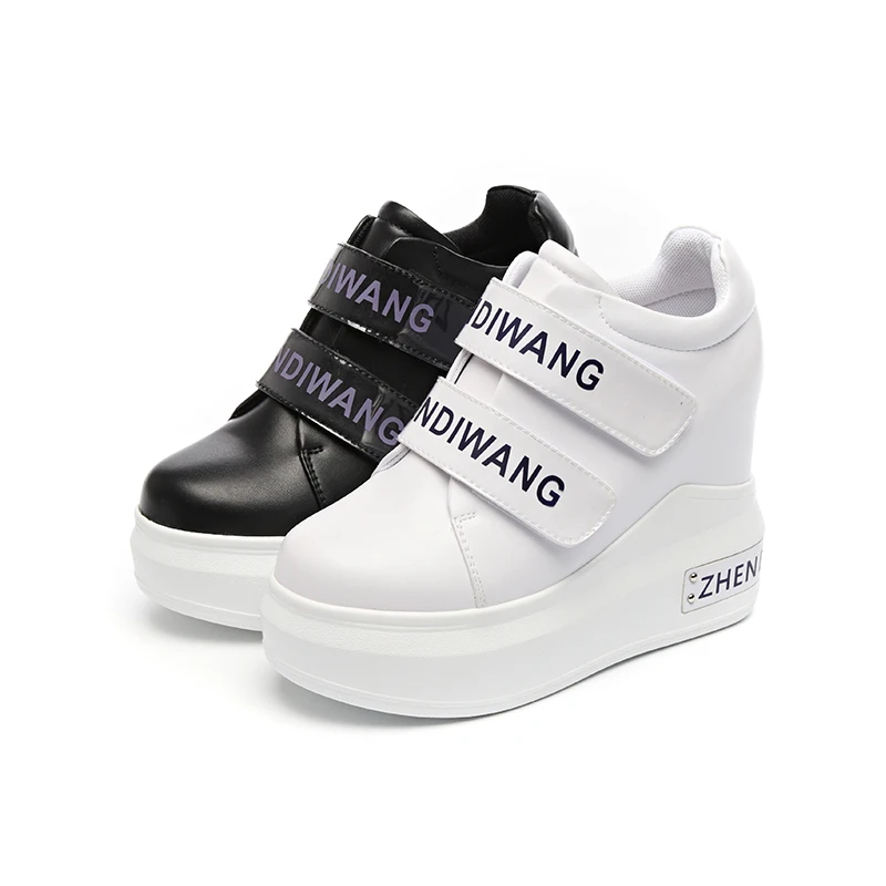 

SWYIVY White Shoes Women Platform Sneakers Hook Loop 2019 New Spring Single Shoes Casual Feamle Black Sneakers Chunky Ins Hot