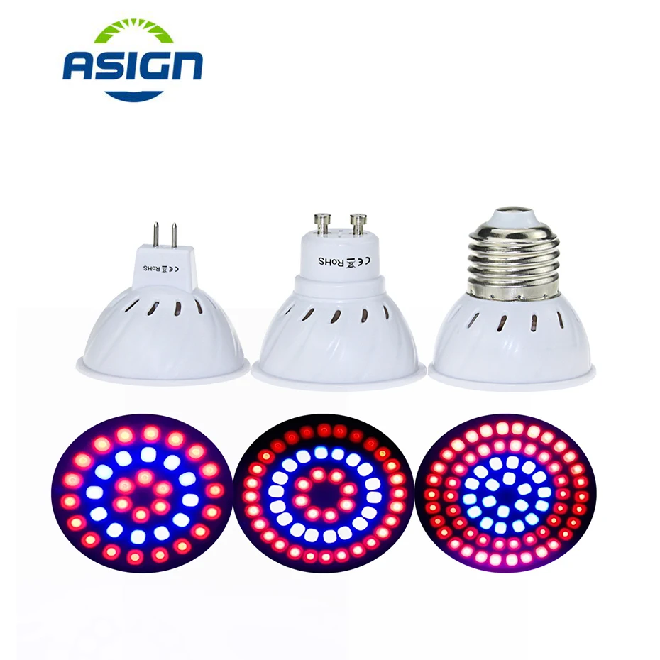 Grow light E27 GU10 MR16 SMD2835 lamp for plants vegs lamp for seedlings 36 54 72 LEDS red+blue led for plants growth phyto lamp