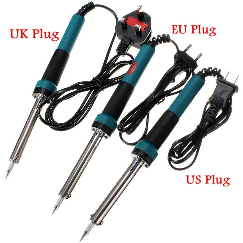 

High Quality 220V 60W UK Plug Electric Soldering Iron Gun Solder Iron Heat Repair Tool UK/EU/US Stainless Steel Housing Hot Sale