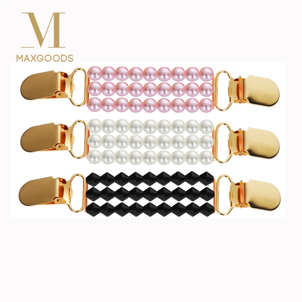 

Flexible Beads Duck Clips Pearls Shawl Brooch Blouse Shirt Collar Sweater Gold Color Cardigan Collar Clips Decorations Wholesale