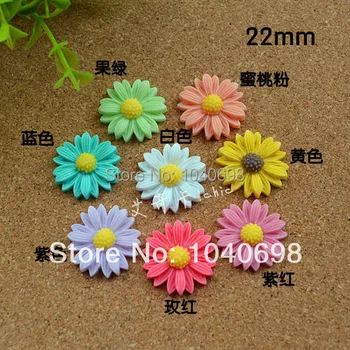 

50pcs/lot Wholesale Sunflower Cabochon Resin Fashion Daisy Flower Flatback Embellishments Jewelry Making & DIY Decoration 22mm