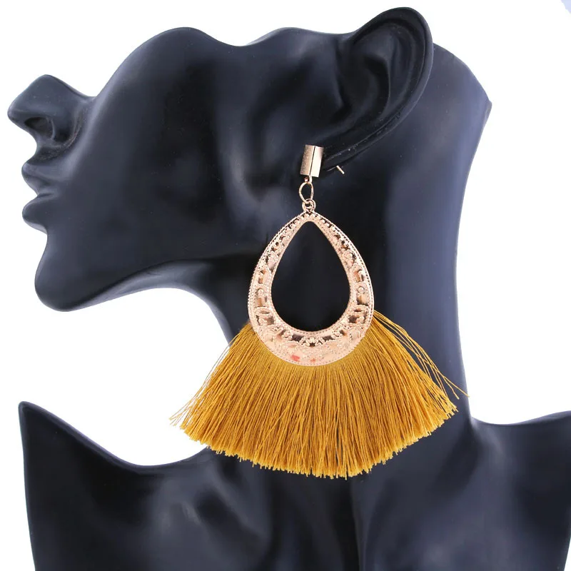 

2018 Jewelry Bohemian Big Tassel Drop Earrings For Women Lady Female Fringe Handmade Dangle Statement Fashion Earring Pendientes