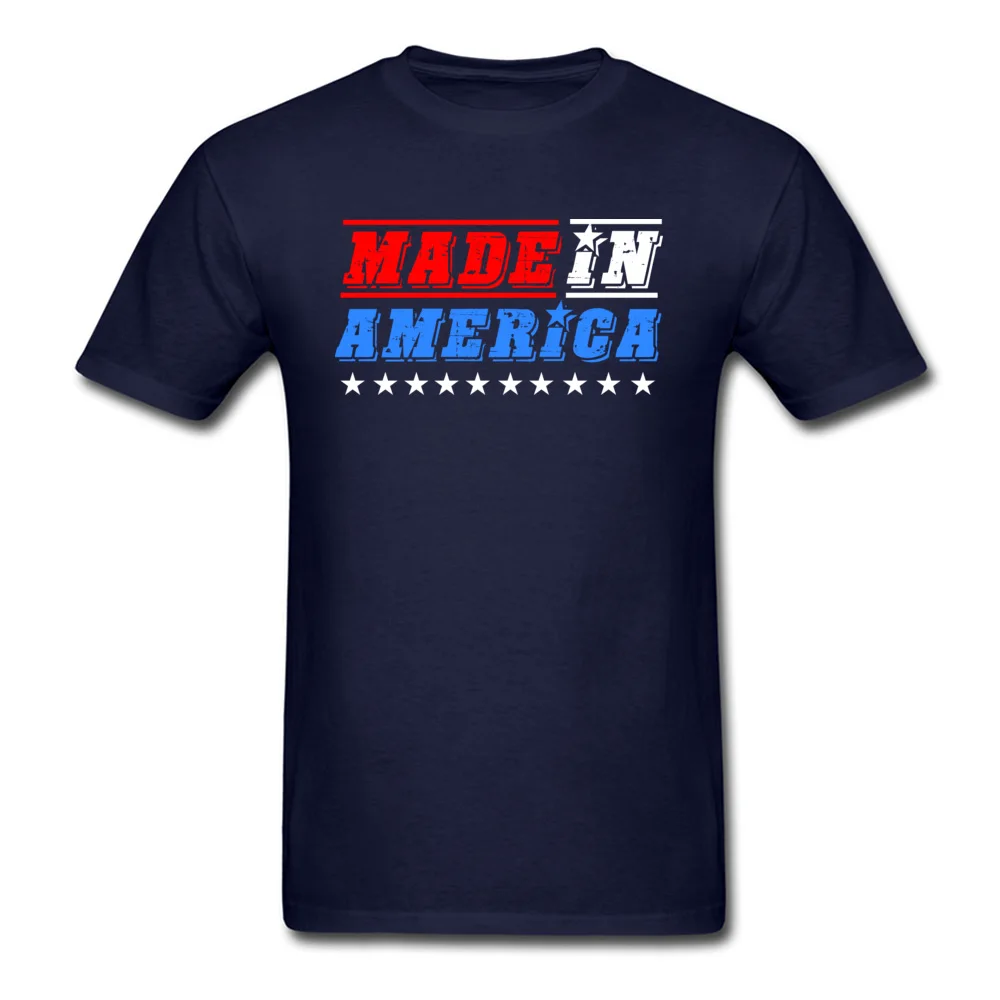 MADE IN AMERICA Special Printed Tops & Tees Crewneck NEW YEAR DAY 100% Cotton Short Sleeve T-shirts for Men Geek Top T-shirts MADE IN AMERICA navy