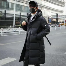 Однотонное модное длинное пальто, утепленное, теплое, зима года, мужская синяя куртка с капюшоном, мужские парки высокого качества, большие размеры 3XL, 4 цвета