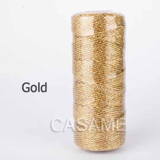 baker twine Striped 110yard12ply Striped DIY Metallic golden Gold Silver Twist Rope Baker Twines Craft Gift Packing spools