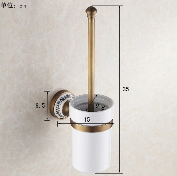 Высокое качество Античная бронзовая отделка держатель туалетной щетки с керамической чашкой бытовые товары для ванной украшения H2599