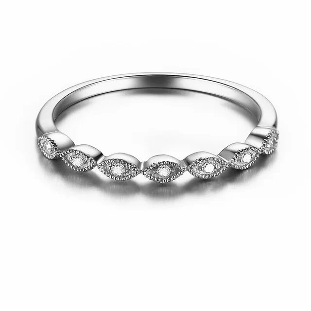 HELON Solid 14K (AU585) White Gold 0.1ct Natural Diamonds Engagement Ring Ladys Wedding Band Ring Elegant Trendy Fine Jewelry 1