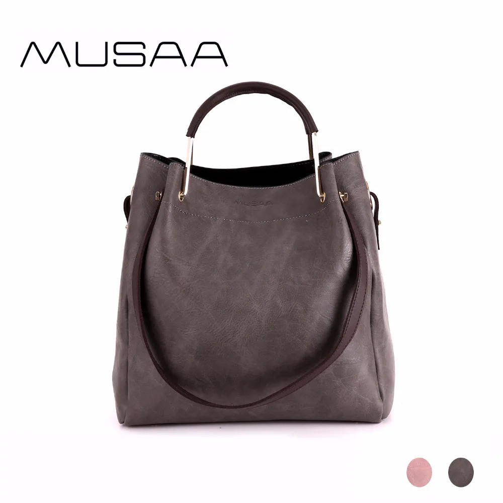 

MUSAA Fashion Women's Composite Shoulder Bag for Girl PU Leather Material Simple Multi-purpose Solid Color Ladys Handbags
