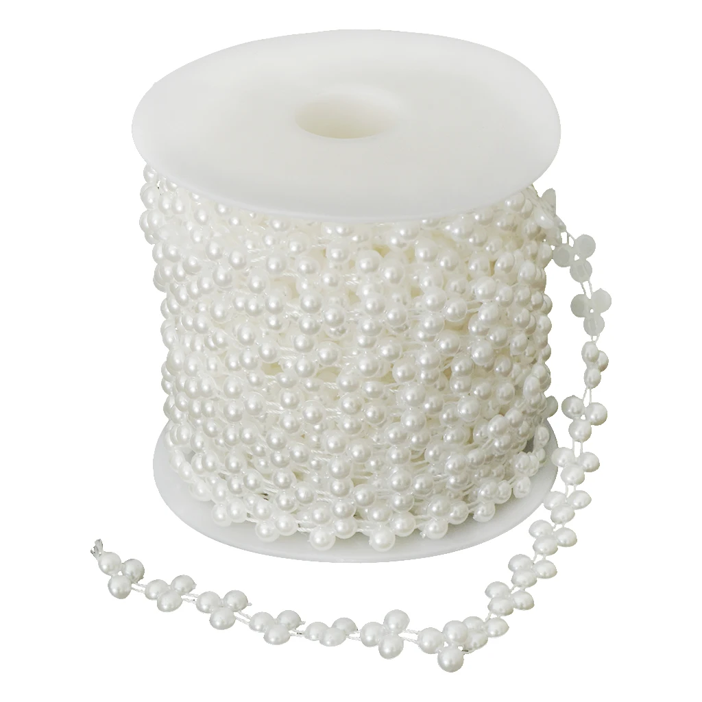 15 Meters ABS Imitation Pearl Beads Chain Trim for DIY Craft Bridal Wedding Party Decoration Supplies Jewelry Findings Craft 