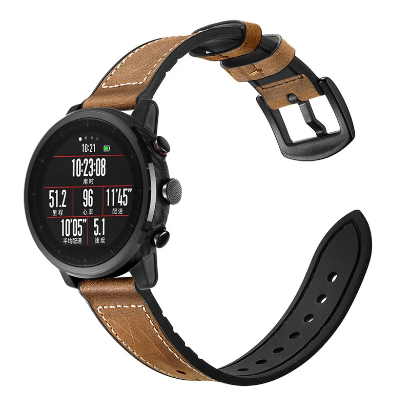 Ремешок из кожи и силикона для xiaomi Huami Amazfit pace мягкий браслет 22 мм смарт часов amazfit
